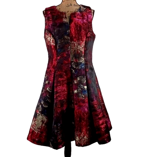 Chetta B Dress WomensSize 14 Wearable Art Bright A Line Full Skirt Party Coctail