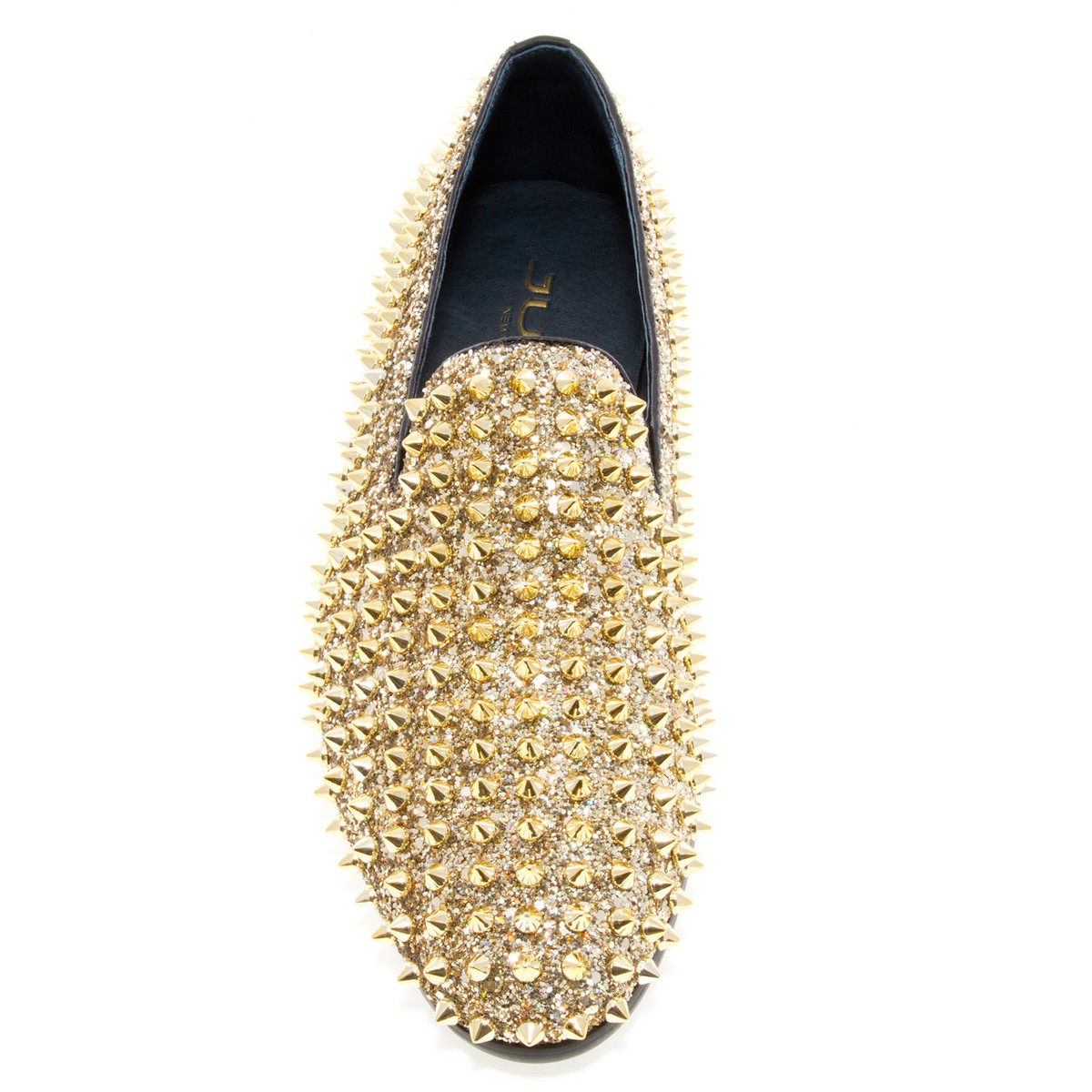 J75 By Jump Men\'s Luxor-3 Spiked Gold Metallic Glitter Slip On Loafers - Size 12 JUMP New York Mens Size 6 Luxor3 Spiked Slip on Loafers All  main image 2