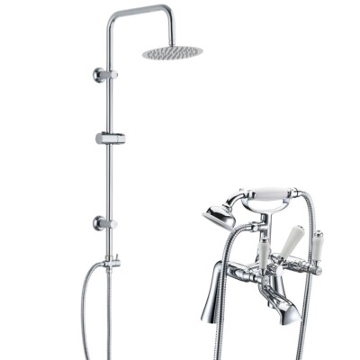 Traditionelle Bad Dusche Mischbatterie 3 Wege Runde Starre Steigstufe Kit & Mono Waschtischarmatur