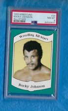 ROCKY JOHNSON 1983 WRESTLING ALL STARS SERIES A #24 PSA 8 ROOKIE CARD WWF NWA
