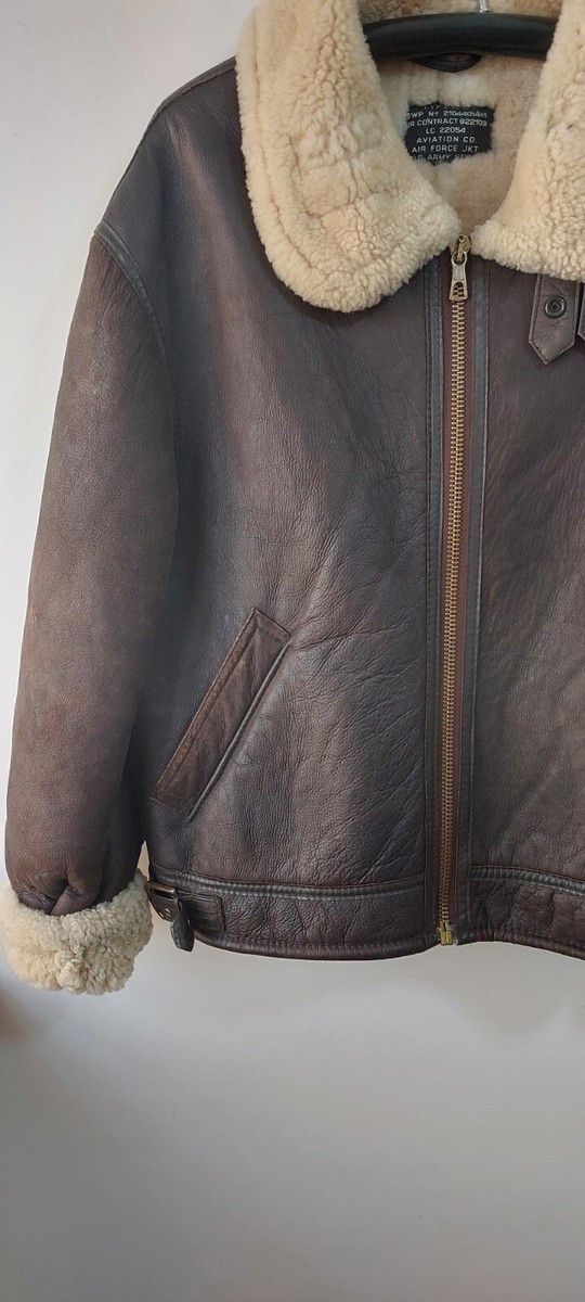B-3 Shearling Vintage Leather Sheep Skin US Army Jacket Aviator 