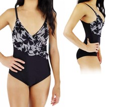 Women's Classic Black And White Bathing Suit Floral One Piece Swimsuit