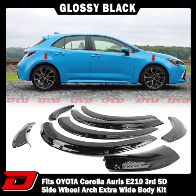 23 Fits TOYOTA Auris E210 3rd 5D Side Wheel Arch Extra Wide BodyKit Paint Black