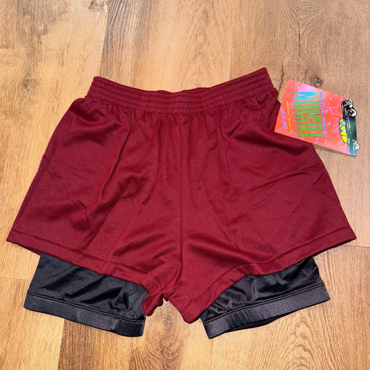 Vintage 80s 90s Gym Shorts Mens Medium Aerobic Athletic Compression  Burgundy NOS
