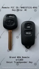NEW! Toyota keyless entry remote FOB BAB237131-056 & Transponder KEY 4C RS3200
