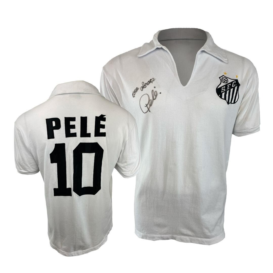 SANTOS SHIRT – PELÉ – LIBERTADORES 1962 – Signed BY THE KING Pele Retro  FootBall