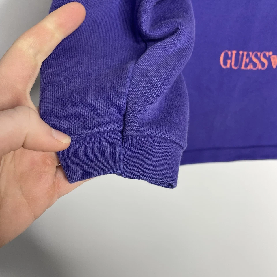 Vintage 1989 Guess Shirt Spray Paint Question Mark Old School The Riddler Purple - Image 4 of 4