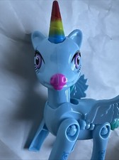 Plastic Blue 4  Rainbow Unicorn Pegasus Articulated Pony Toy Very Good Condition