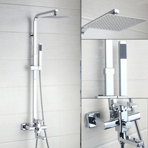 Bathroom Ultra Thin Shower Head Tub Sink Mixer Faucet & Hand Held Sprayer Set - Picture 5 of 47