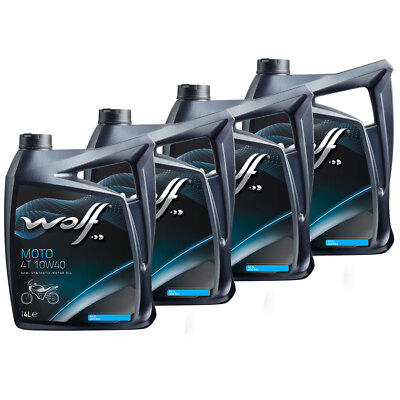 Motoröl Wolf MOTO 4T 29133 SAE 10W-40 4 X 4 Liter für BMW Ducati KTM Kawasaki