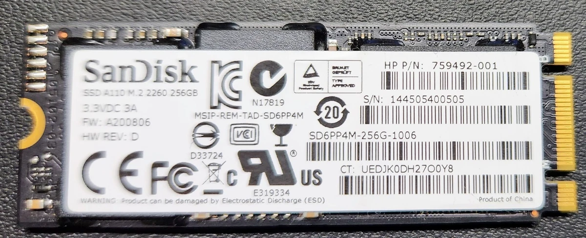 Sandisk A110 SSD SD6PP4M 256G M.2 2260 256GB PCIe NVMe for Parts Not Working