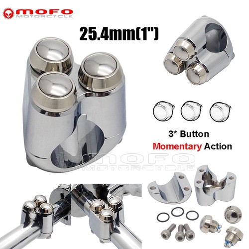 3-Button Turn Signal Horns Switch For Harley Dyna / Softail 1" Handlebar Control - 第 1/9 張圖片