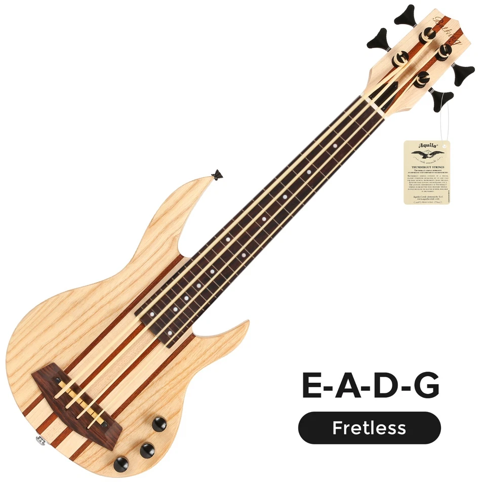 Batking Ukulele Electric Bass Neck-thru Fretless Without Fret Only Fret Line W/B - Image 4 of 4