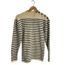 SAINT JAMES knit sweater thick L wool CRM stripe