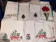9 Christmas Linens , Holly‘s ,Christmas Trees ,Poinsettias