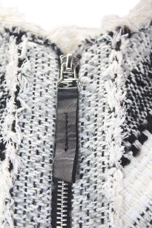 Rebecca Taylor Womens Woven Full Zipper Coat Grey Black Cotton Size 4 - Image 4 of 4