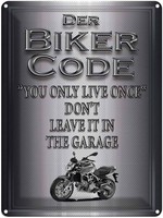 Blechschild 40X30 Cm Motorrad Biker Code You Only Live Once Deko Geschenk Metall