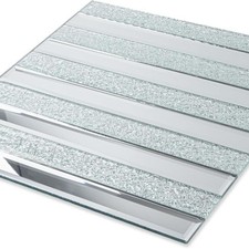 Peel and Stick Mirror Glass Mosaic Tile Self Adhesive 1.2 x12 Inch Silver Meteor