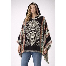 Alpaca Hooded Poncho 70 Wool Indian Chief Head Cape Ecuador One Size Unisex