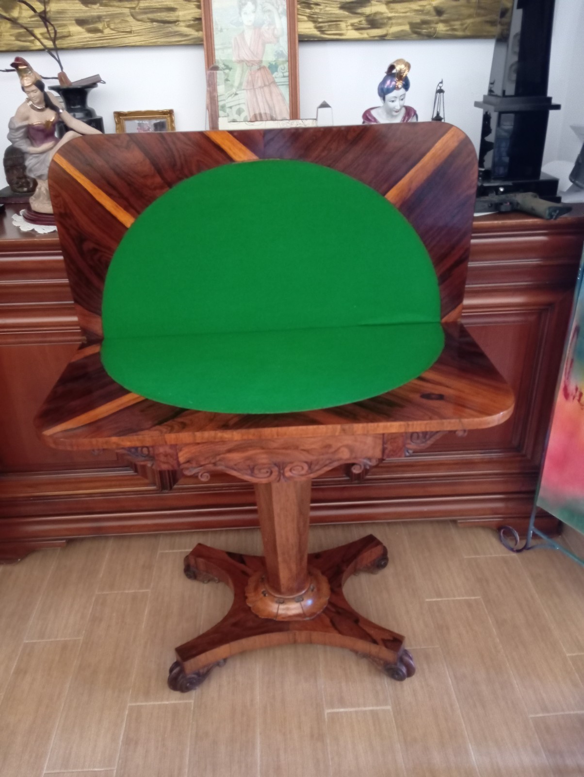 mesa de poker William 1830 madera de Palisandro. Muy pocas en el mundo a la vent