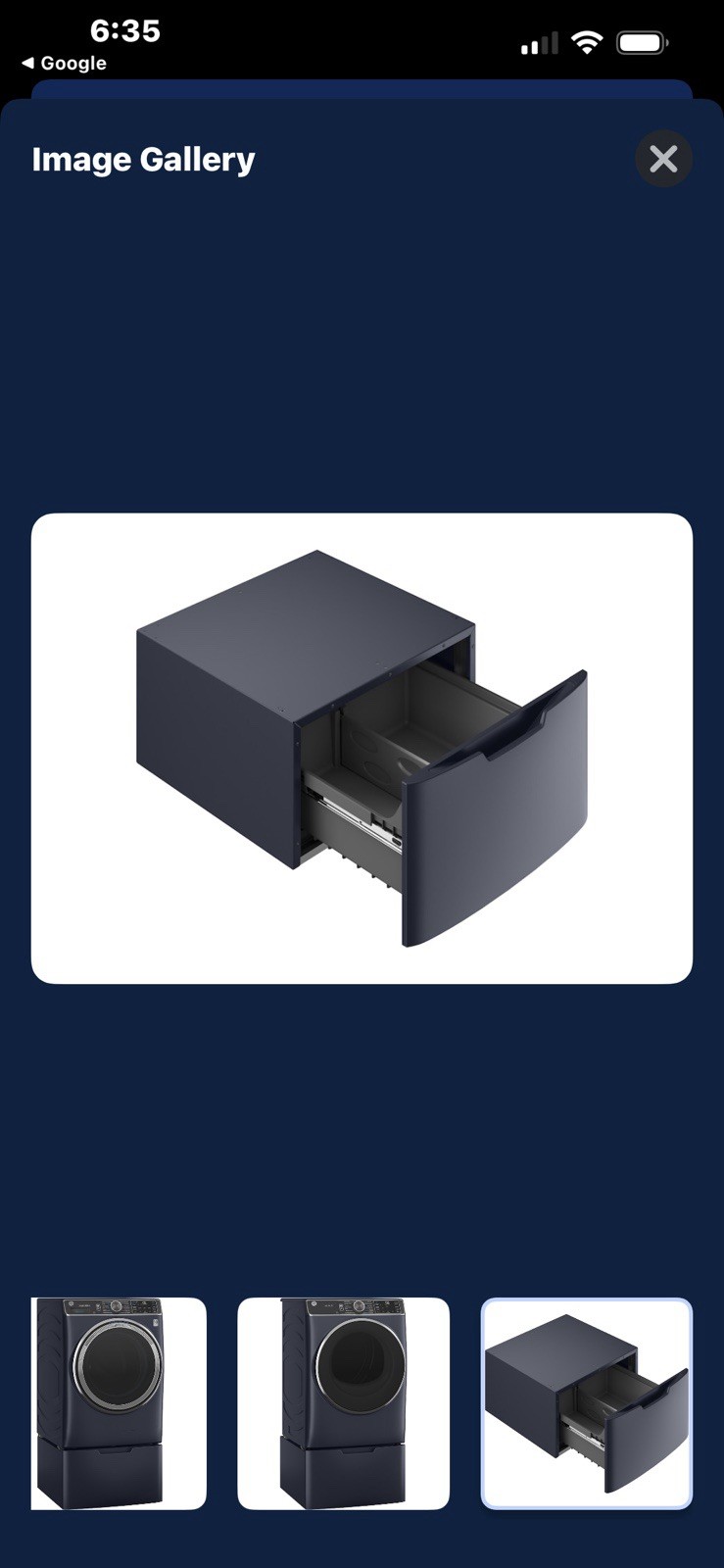 Front Loader, Washing Machine/Dryer Pedestal Drawer.