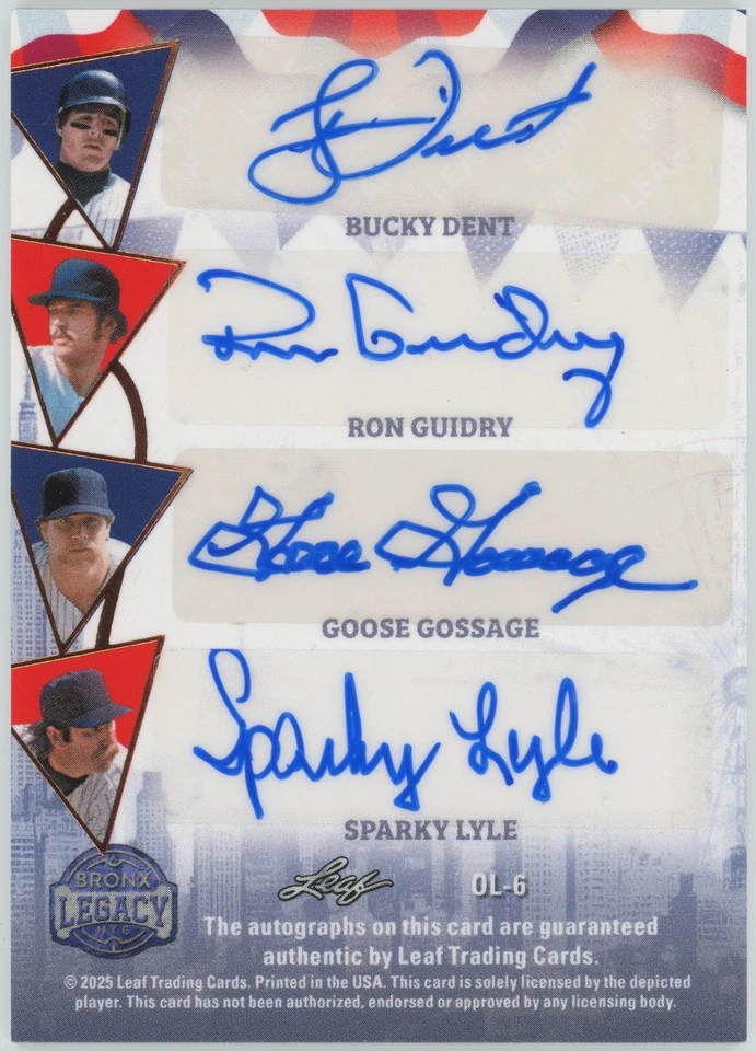 Leaf Bronx Legacy 2025 October Legends 8 automático 8/10 Jackson, equipo Guidry '77-'78 Foto 2 de 2