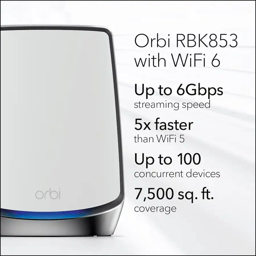 NETGEAR - Orbi 850 Series AX6000 Tri-Band Mesh Wi-Fi 6 System 3-Pack WHITE - NEW - Image 3 of 4