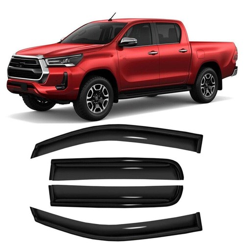 Window Rain Guards Deflectors Visor For 2005-2021 TOYOTA HILUX Crew Cab Pickup - Picture 2 of 11