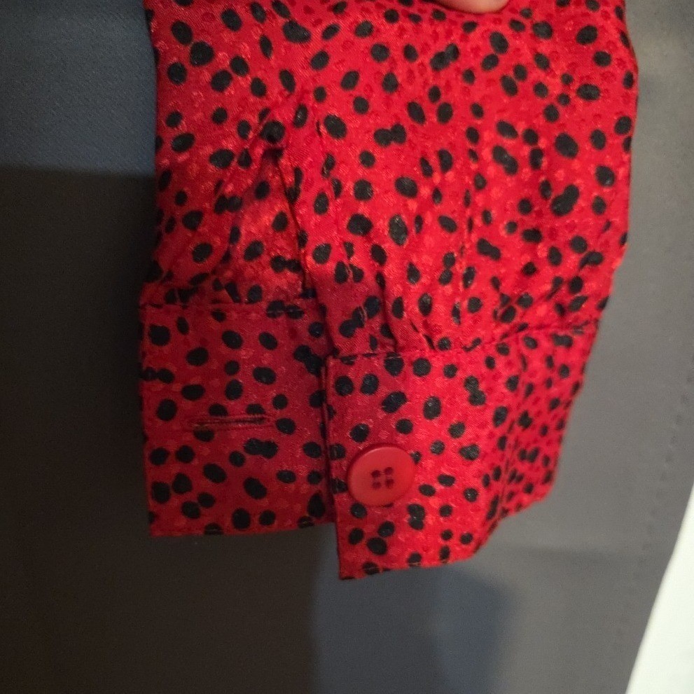 Notation Red Black Polka Dot Button Down Blouse, … - image 7