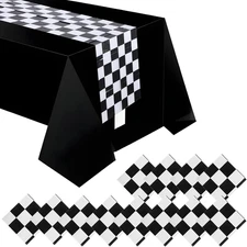12 Pcs Checkered Table Runner 14x108" Race Car Party Tablecloth Decorations