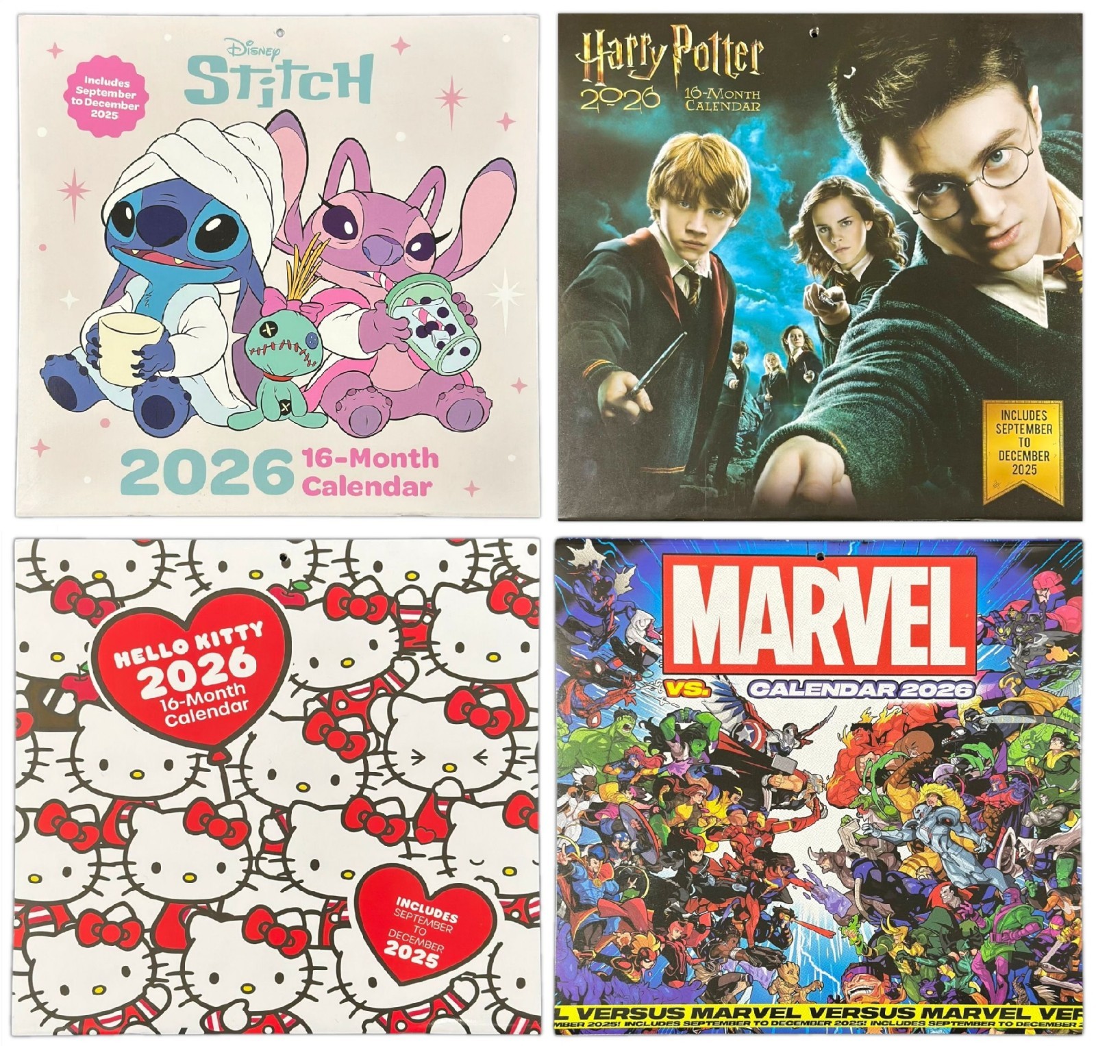 Calendario 2026 Lilo & Stitch Marvel Disney Mes para Ver Cuadrado 16 Meses Planificador