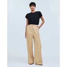 MADEWELL The Harlow Wide Leg Pant Drapey Twill Seed Khaki Beige Sz 4 $118 {3Y23}