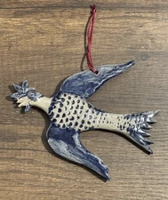 Vintage Rowe Pottery Works Bird Holiday Christmas Salt Glazed Ornament 1993