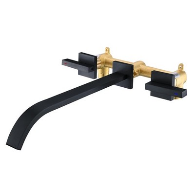 BEIYI Wall Mount Tub Filler, Matte Black Bathtub Faucet Extra Long 11.8 Bath Tub
