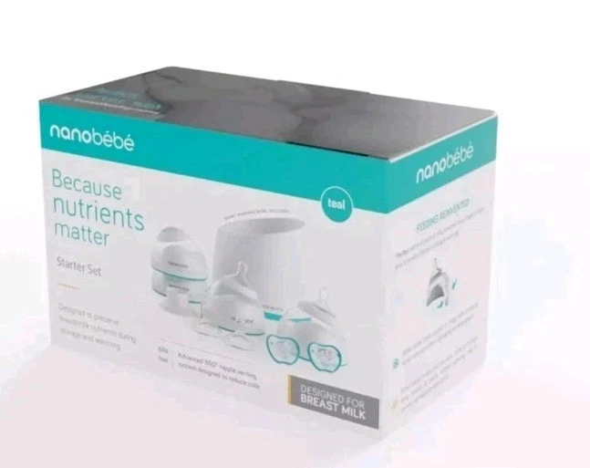 🍼nanobebe Baby Bottle Starter Set with Warmer & Pacifier - Teal - 21ct👶