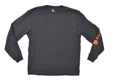Carhartt K231 CRH Men's M Medium Gray Long Sleeve Logo T-Shirt Original Fit