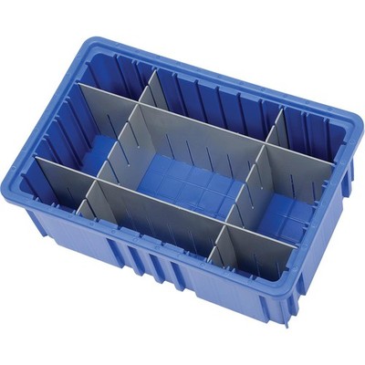 Plastic Dividable Grid Container16-1/2''L x 10-7/8''W x 6''H Blue Lot of 8