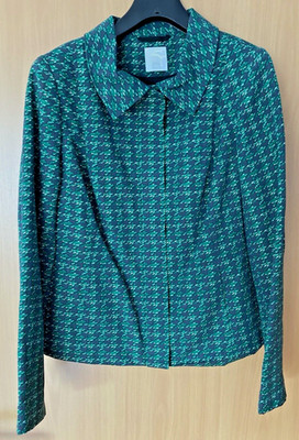 Grün-Anthra Blazerjacke im Seiden-Leinen-Mix v. ALBA MODA, Größe 38, Top-Zustand