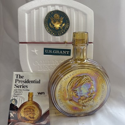Wheaton U.S. Grant Decanter Gold Iridescent Carnival Glass Ltd Edition Rare VTG
