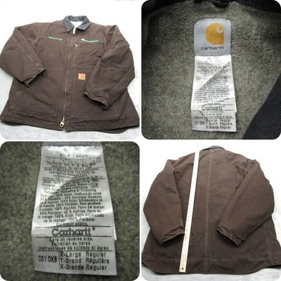 Carhartt Jacket Mens XL Brown Cotton Duck Canvas Sherpa Lined Full