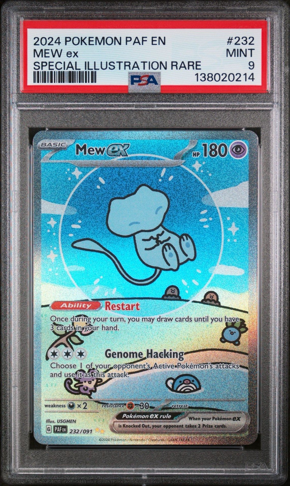 2024 POKEMON PAF EN-PALDEAN FATES SPECIAL ILLUSTRATION RARE #232 MEW EX PSA 9