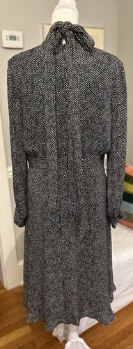Brooks Brothers NWOT 100% Silk Dress Black White Dots High Neck Tie Midi 8 - Picture 6 of 17