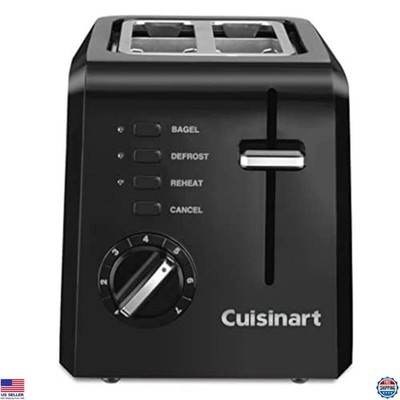 Cuisinart CPT-122BK Black 2-Slice Compact Plastic Toaster for Quick Breakfasts