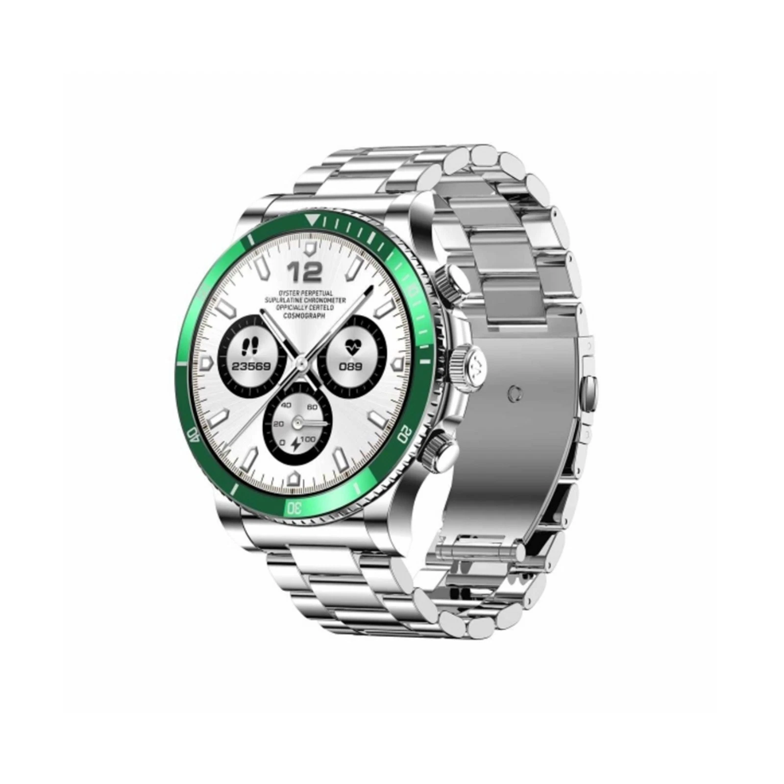 Neuclo Centurion Smartwatch– Luxury Stainless Steel, 1.53" HD, 44mm, Green