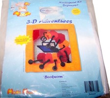 Craft Kit Mini Moose 3-D Adventures Bookworm Framed Kit Yarn Needle Buttons