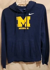 University Of Michigan Wolverines Blue Nike Hoodie Men's Large Hooded Sweatshirt