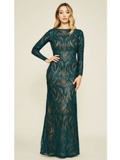 Tadashi Shoji Cerulean Sequin Sheath Gown A-Line Maxi Dress Formal Event Blue 18