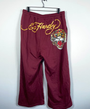 Ed Hardy Wide Leg Sweatpants Women's 3X Dark Red Tiger Traditional Tattoo Unworn