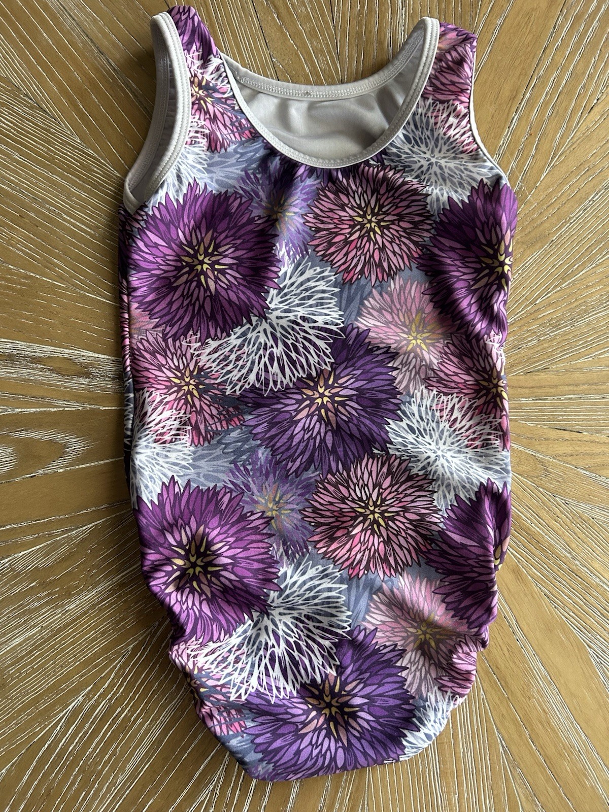 Plum Practicewear Gymnastics Leotard Pink Purple Floral Size Child Large CL