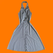 90's 00's vintage gingham plaid halter y2k maxi dress Size 8 moda international